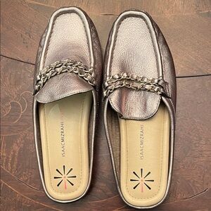 Isaac Mizrahi Bronze Loafers with Chain Accent